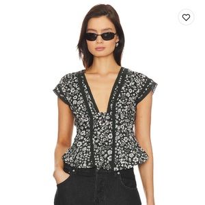 Free People Landry top in black combo